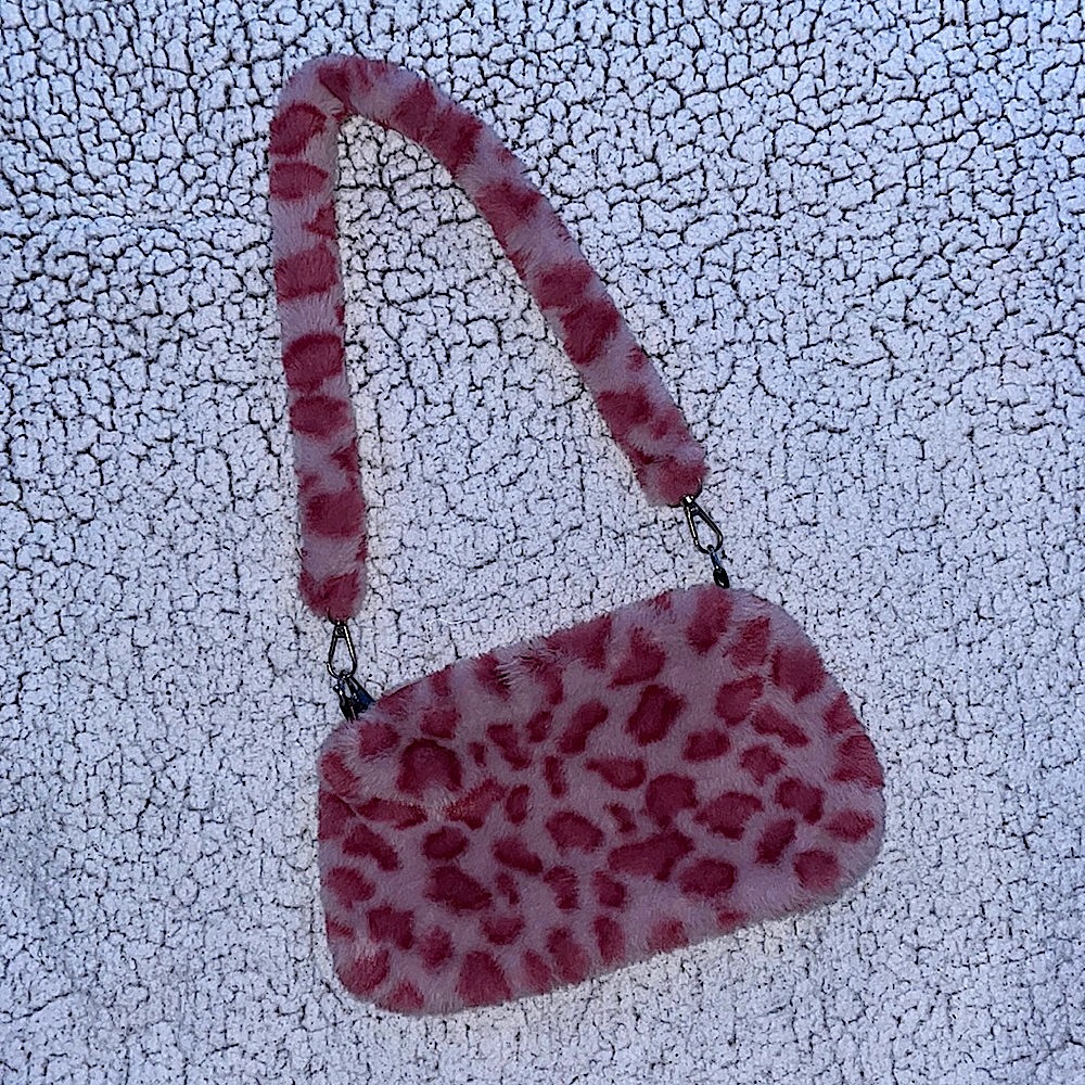 SHEIN | Y2K Fluffy Pink Leopard Print Shoulder Bag